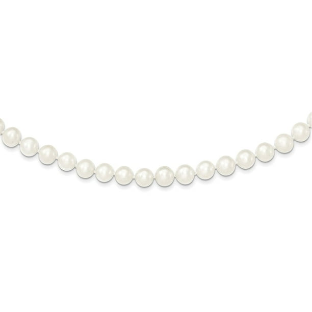 Sterling Silver 7-8mm White Freshwater Cultured Pearl Key Necklace 17 Inches Sterling Silver 7-8mm White Freshwater Cultured Pearl Key Necklace 17 Inches